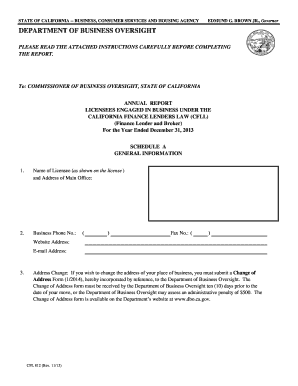 California Finance Lenders Law Annual Report