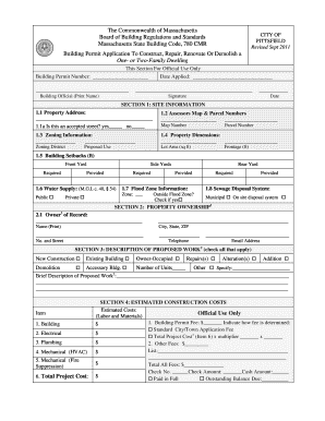 Massachusetts State Building Permit Application