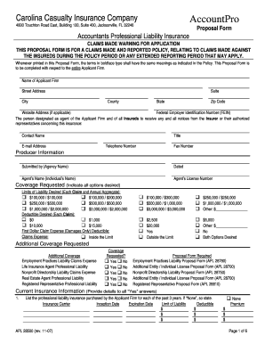 Accountants Professional Liability Insurance Proposal Form
