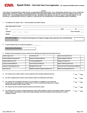 Technology Errors & Omissions Insurance Application