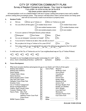 City of Yorkton Community Plan Survey