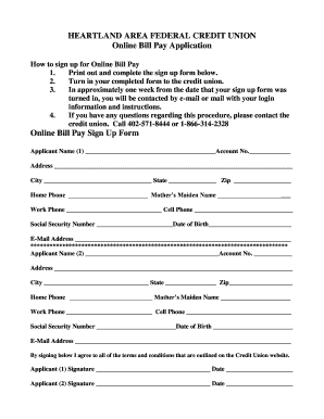 Heartland Area Federal Credit Union Online Bill Pay Application
