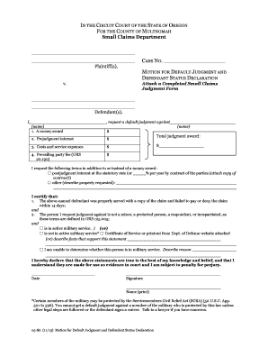 Motion for Default Judgment and Defendant Status Declaration