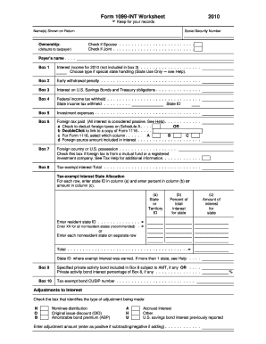 What's a 1099 int - Form 1099-INT Worksheet 2010 - Comcast