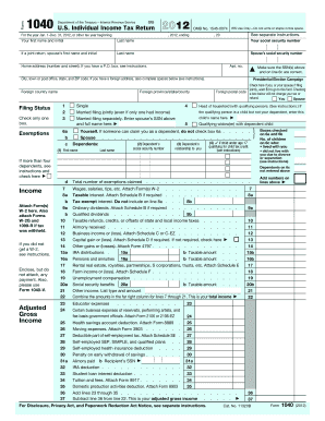 US Individual Income Tax Return Form 1040