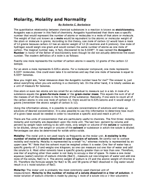 Fillable Online Molarity, Molality and Normality Fax Email Print