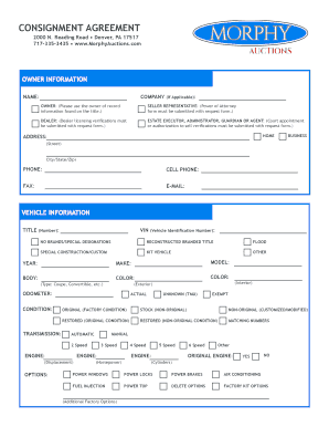 Download Consignment Agreement - Morphy Auto Auctions
