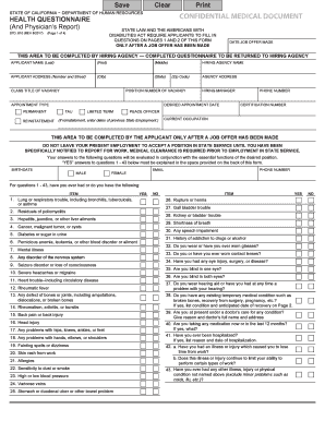 California State Employment Health Questionnaire