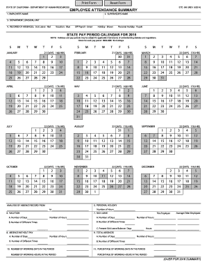 California Employee Attendance Summary Form