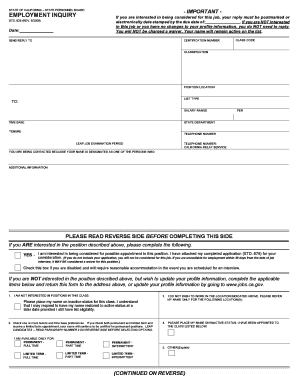 California Employment Inquiry Form
