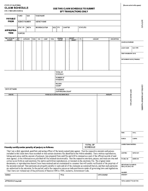 California Claim Schedule
