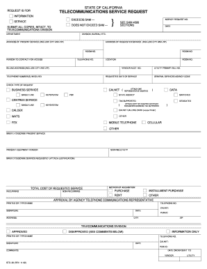 California Telecommunications Service Request Form