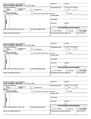 California Stop Payment Request Form