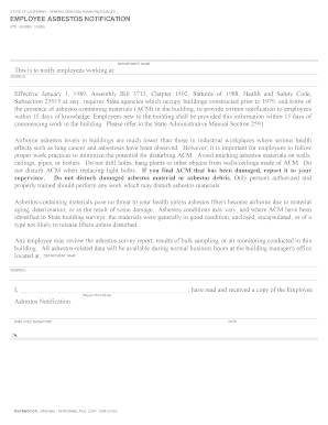 California Employee Asbestos Notification Form