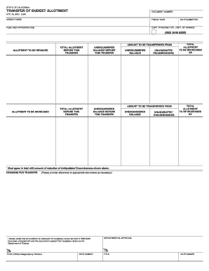 California Transfer of Budget Allotment Form
