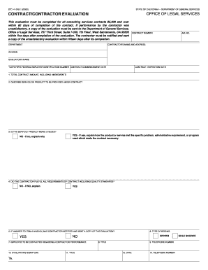 California Contractor Evaluation Form
