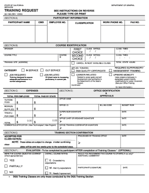 California Training Request Form