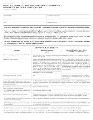 California Industrial Disability Leave With Supplementation Benefits Form