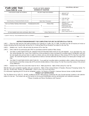 New Jersey Fur Use Tax Form