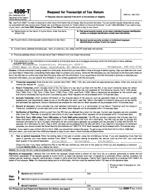 Non filing form irs - IRS Form 4506T - Surratt Tire & Auto