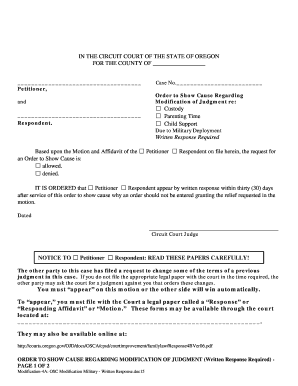 Order to Show Cause Regarding Modification of Judgment