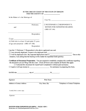 Motion for Expedited Hearing