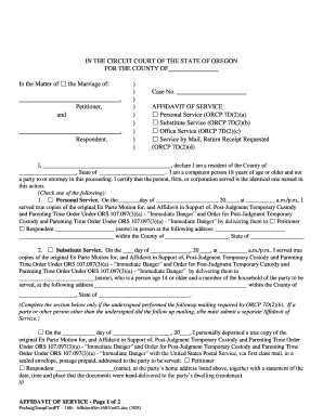 Affidavit of Service for Post-Judgment Temporary Custody