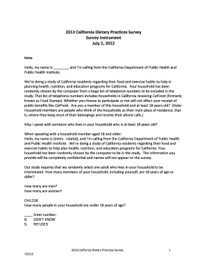 2013 California Dietary Practices Survey