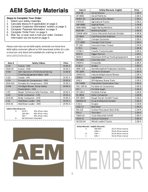 AEM Safety Materials Order Form