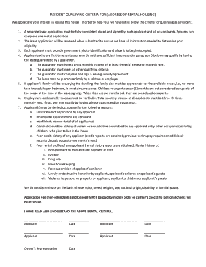 Residential Lease Application Form