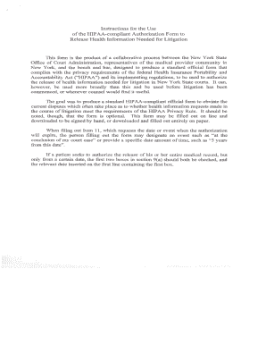 Instructions for the use of the hipaa compliant authorization form to release health information needed for litigation
