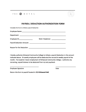 Payroll deduction authorization form - Kirkwood Community College - kirkwood