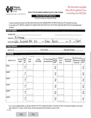 Primary Care Provider Selection Form