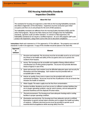 Emergency Solutions Grant Housing Habitability Standards Checklist