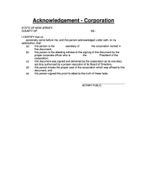 Corporation Notary Acknowledgement