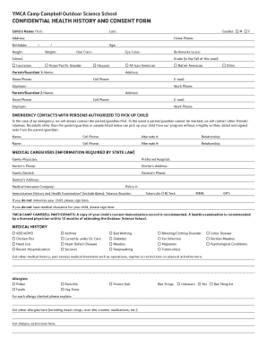 YMCA Camp Campbell Health History and Consent Form