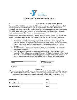 Personal Leave of Absence Request Form