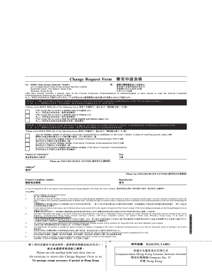 Change Request Form for HSBC China Dragon Fund