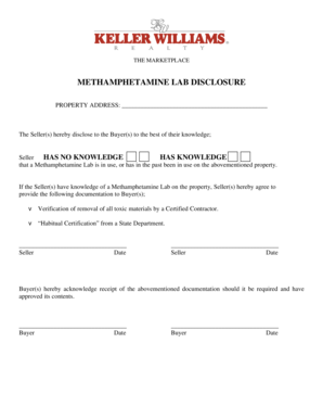 Methamphetamine Lab Disclosure Form