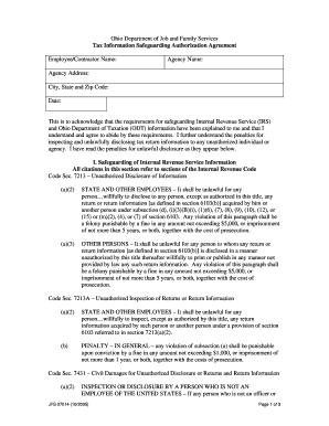 Ohio Tax Information Safeguarding Agreement