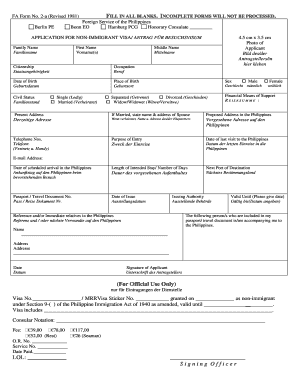 Philippines Non-Immigrant Visa Application