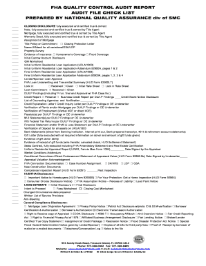 FHA Quality Control Audit Report