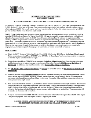 CUNY Employee Tuition Fee Waiver Form