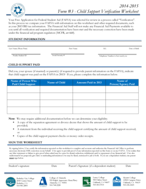 Child Support Verification Worksheet