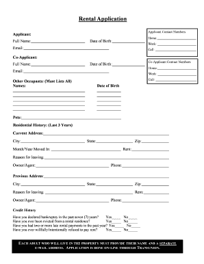 Rental Application Form