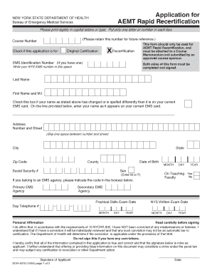 New York AEMT Rapid Recertification Application