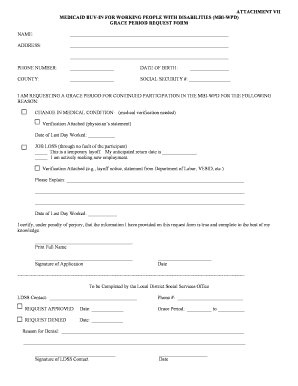 Medicaid Buy-In Grace Period Request Form