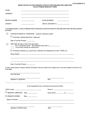 Medicaid Grace Period Request Form