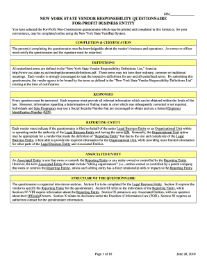 New York State Vendor Responsibility Questionnaire
