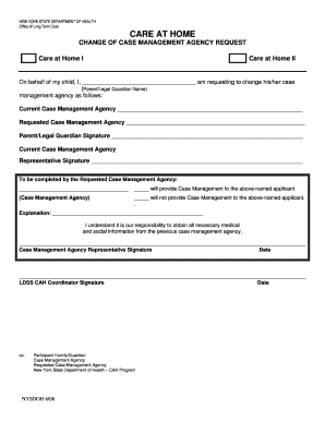 New York Case Management Agency Change Request